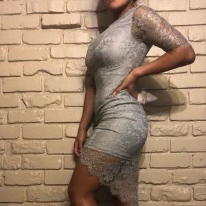 Lulus Lace gray mini dress
